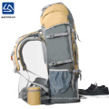 wholesale waterproof 70L outdoor backpack with detachable for hiking/camping/travel